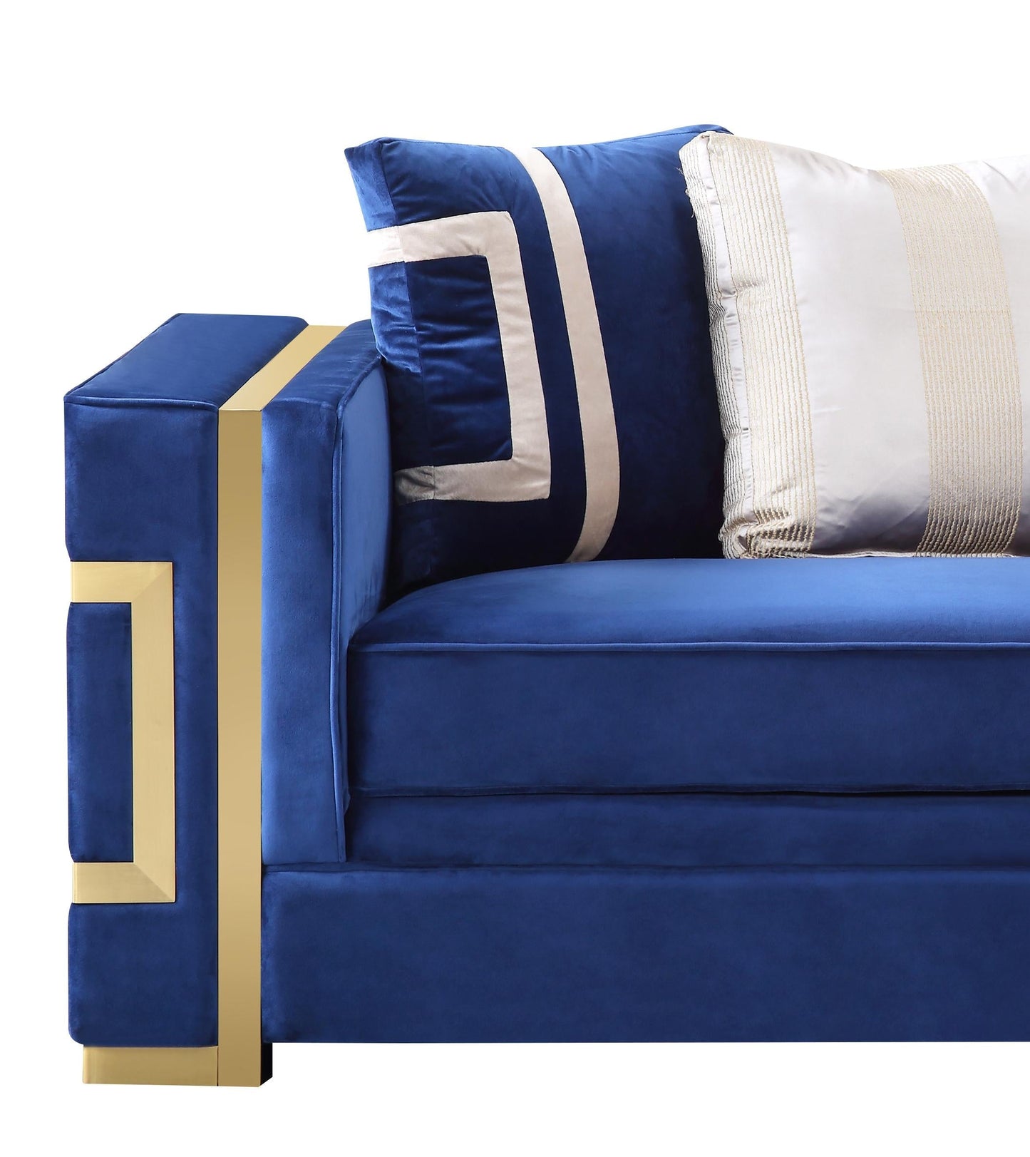 Lawrence Modern Style Navy Loveseat with Gold Finish Cosmos Furniture