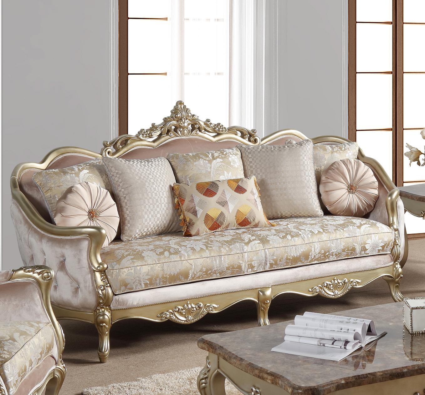 Diana Traditional Style Sofa in Champagne finish Wood Cosmos Furniture