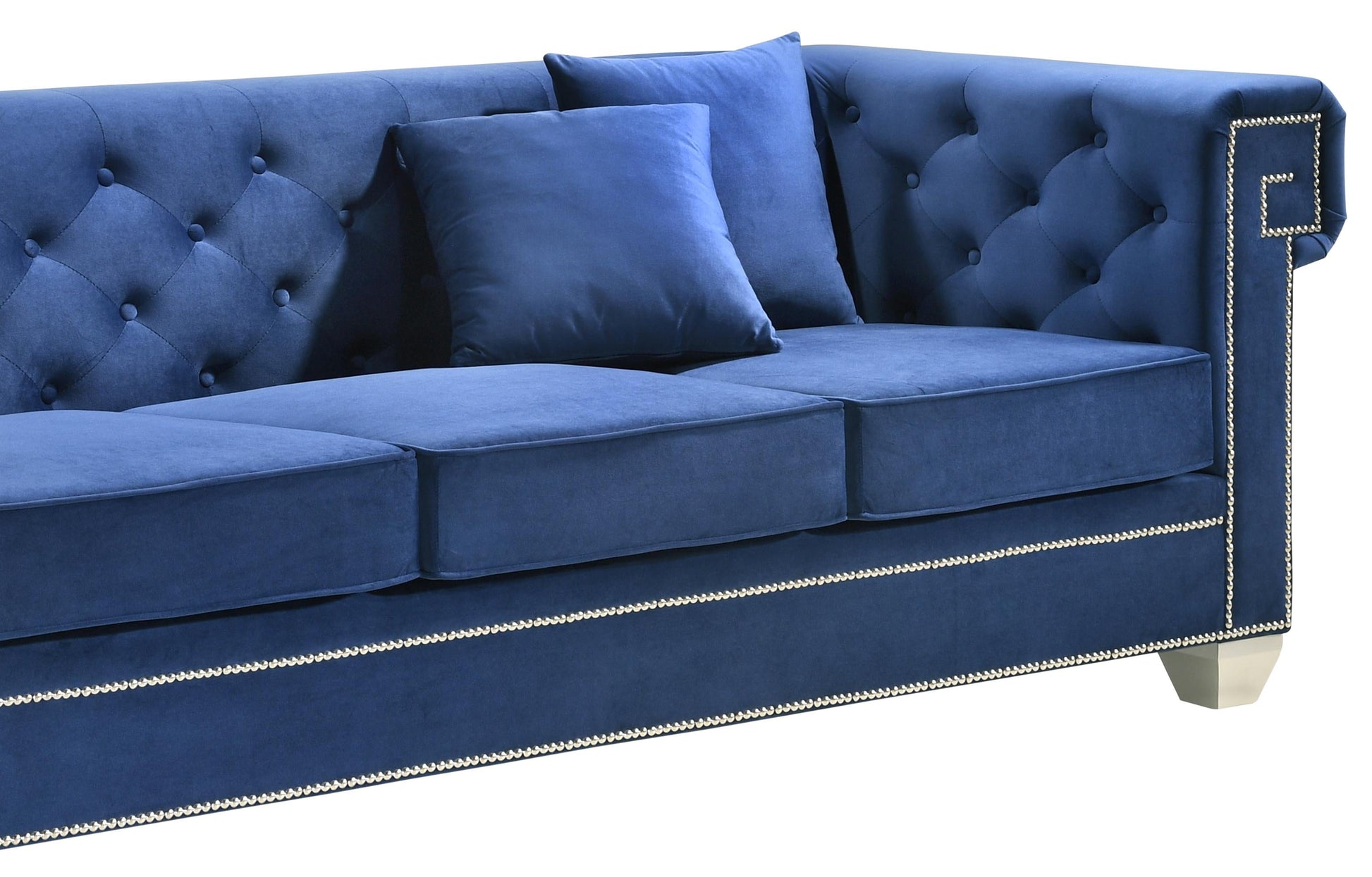 Clover Modern Style Blue Sofa with Steel Legs Cosmos Furniture