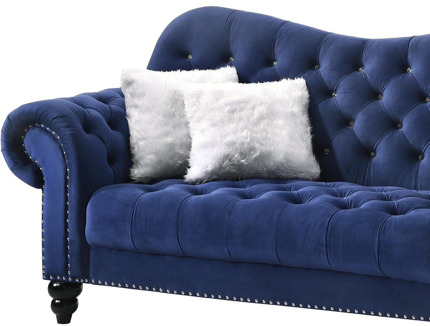 Gracie Transitional Style Blue Loveseat with Espresso Legs Cosmos Furniture