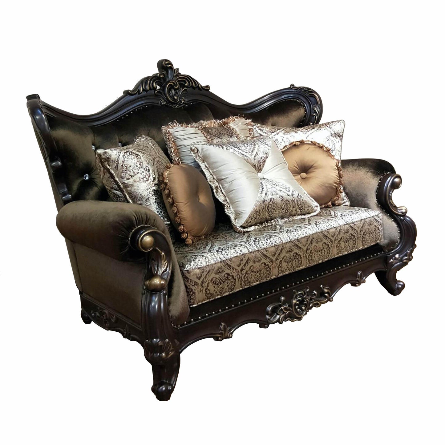 Aroma Traditional Style Loveseat in Cherry finish Wood Cosmos Furniture