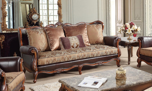 Anne Traditional Style Sofa in Cherry finish Wood Cosmos Furniture