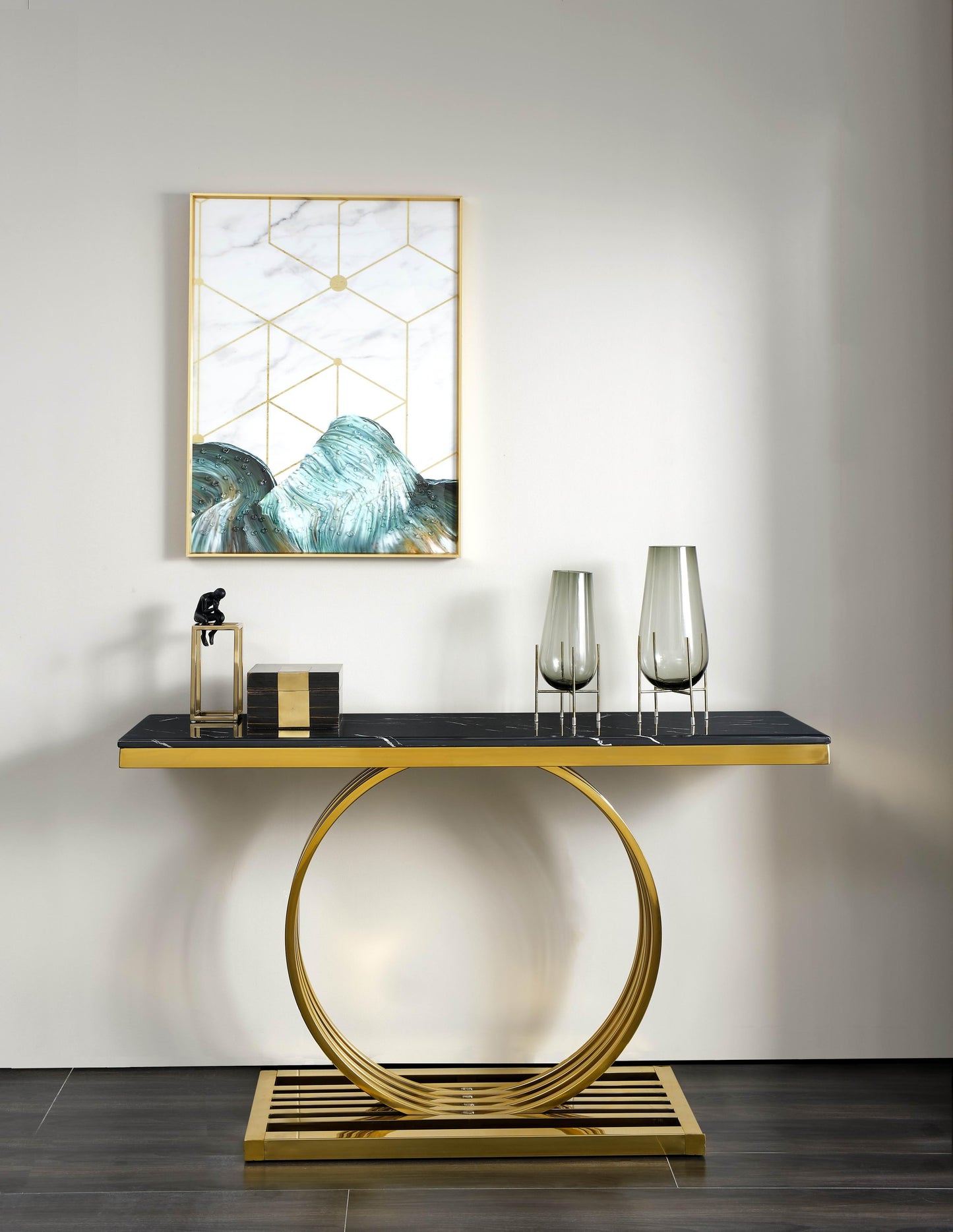 Arlene Modern Style Marble Console Table with Metal Base Cosmos Furniture