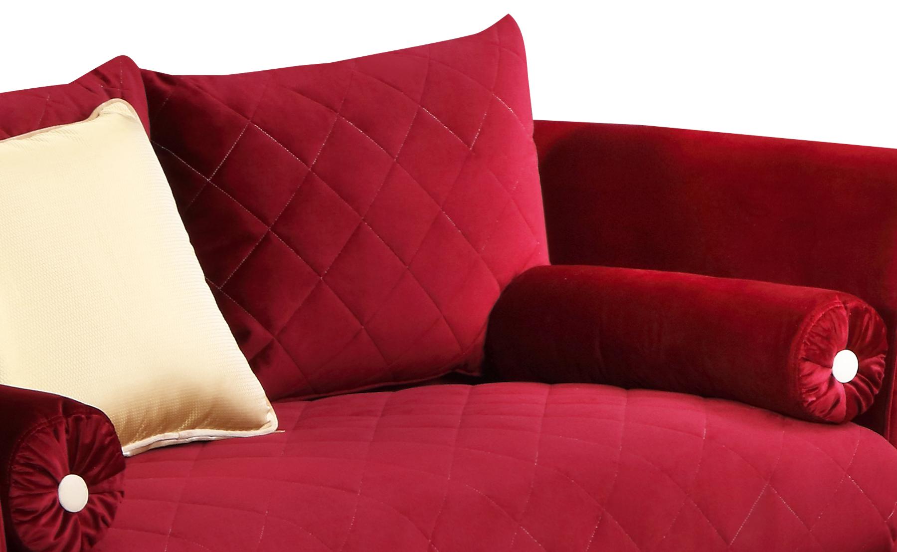 Ruby Modern Style Red Loveseat with Gold Finish Cosmos Furniture