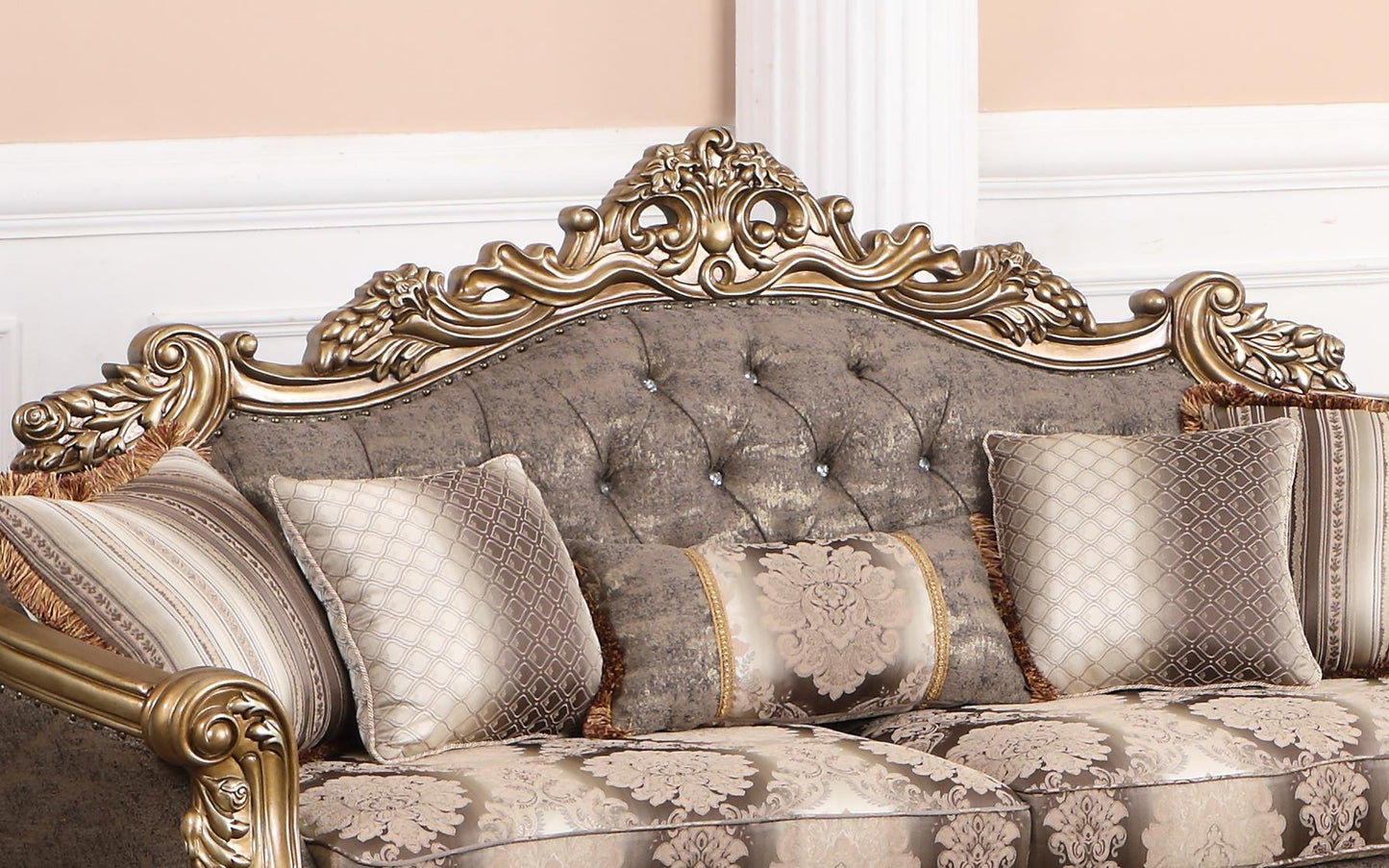 Amelia Traditional Style Sofa in Bronze finish Wood Cosmos Furniture