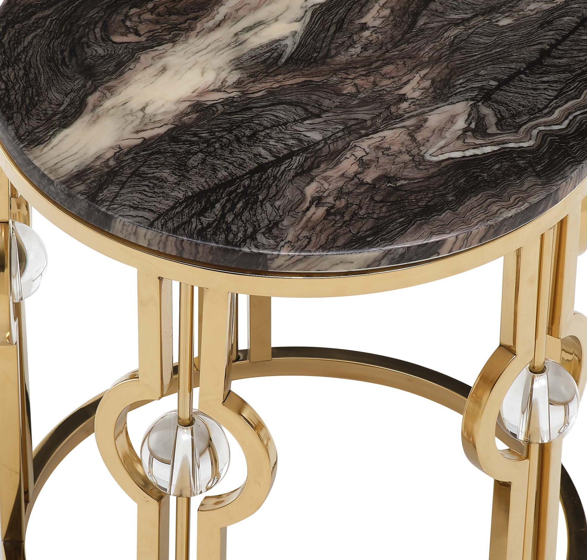 Fallon Modern Style Marble End Table with Metal Base Cosmos Furniture