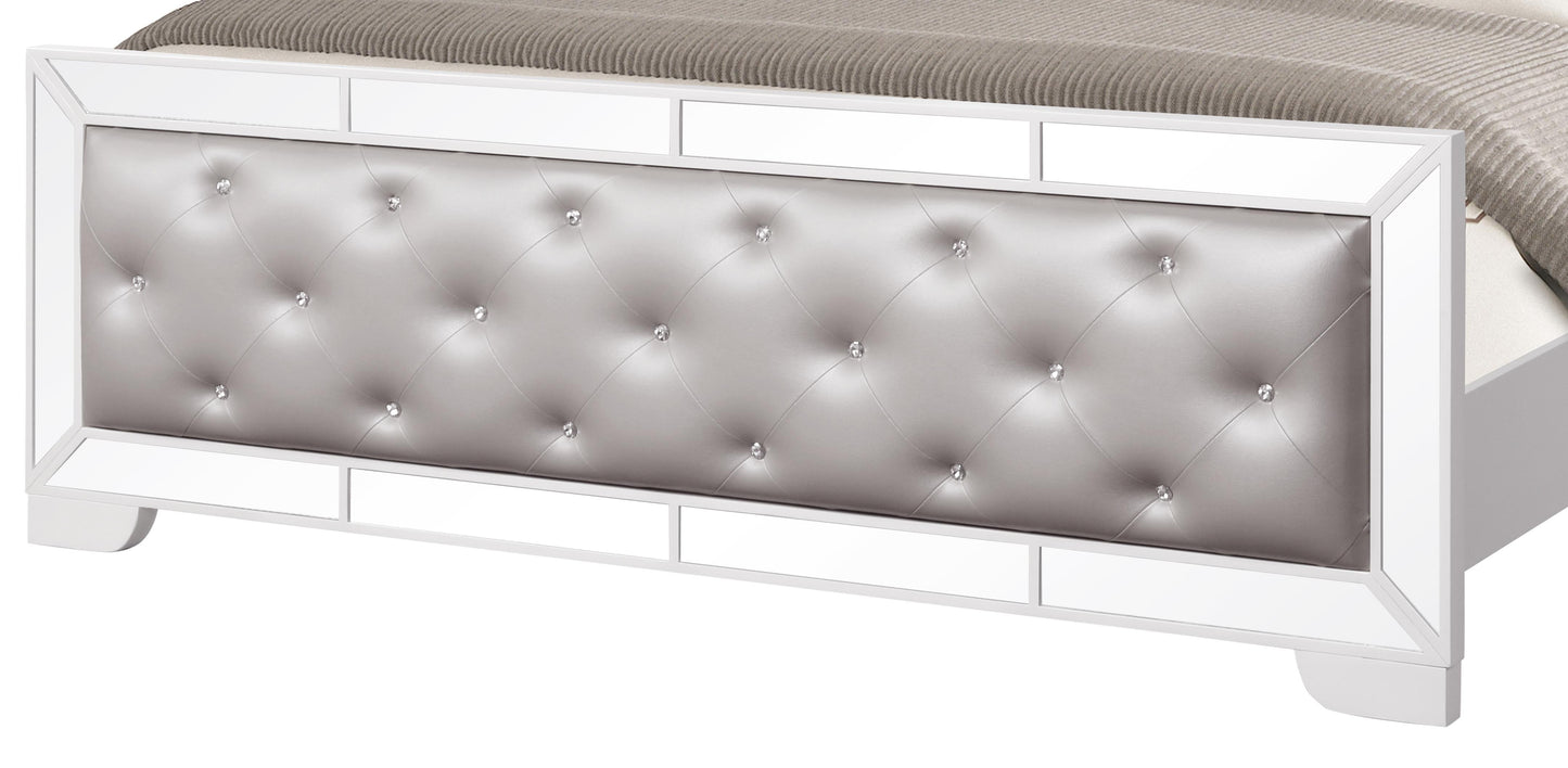 Grand Gloria Contemporary Style King Bed in White finish Wood Cosmos Furniture