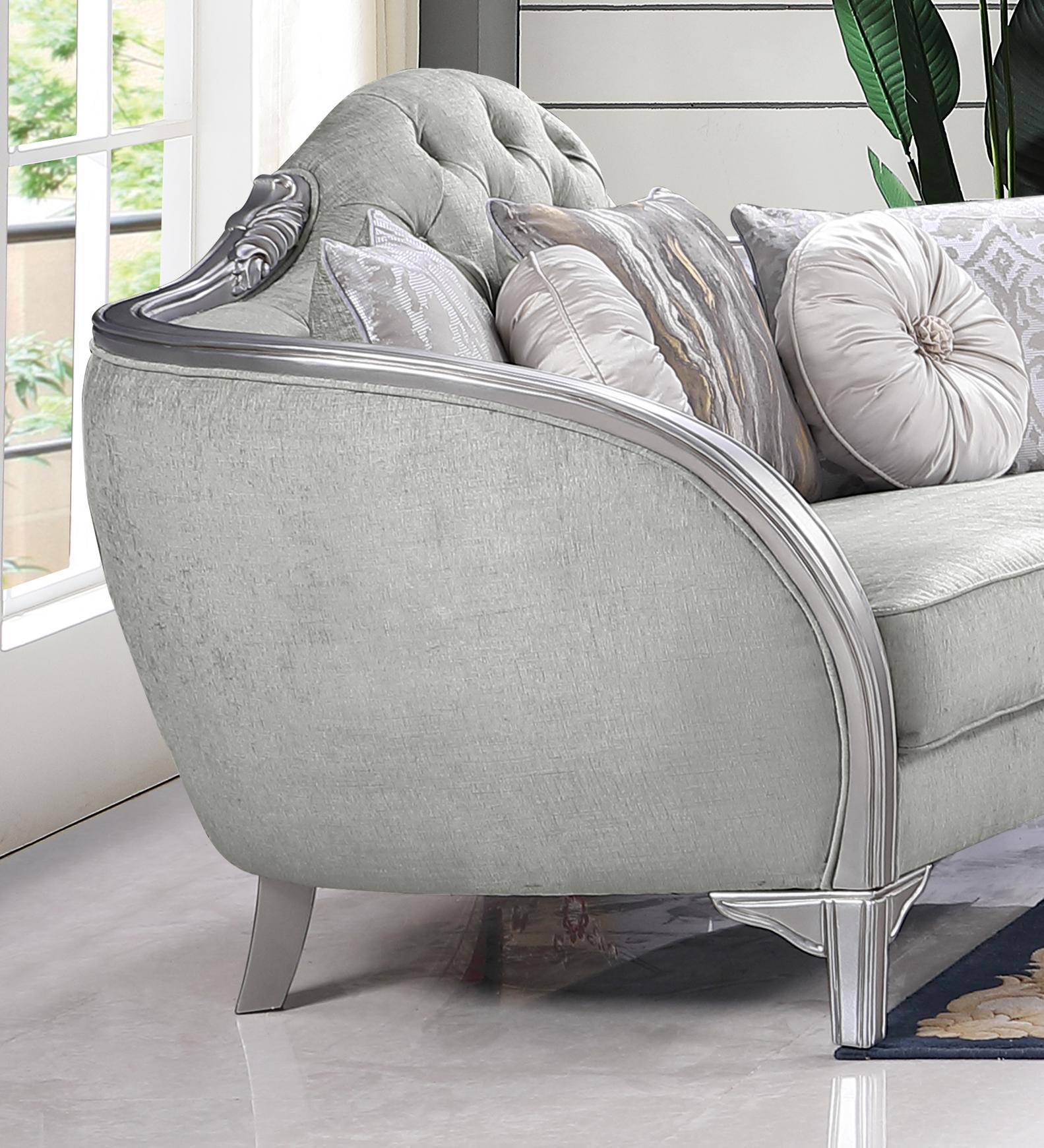 Natalia Transitional Style Loveseat in Silver finish Wood Cosmos Furniture