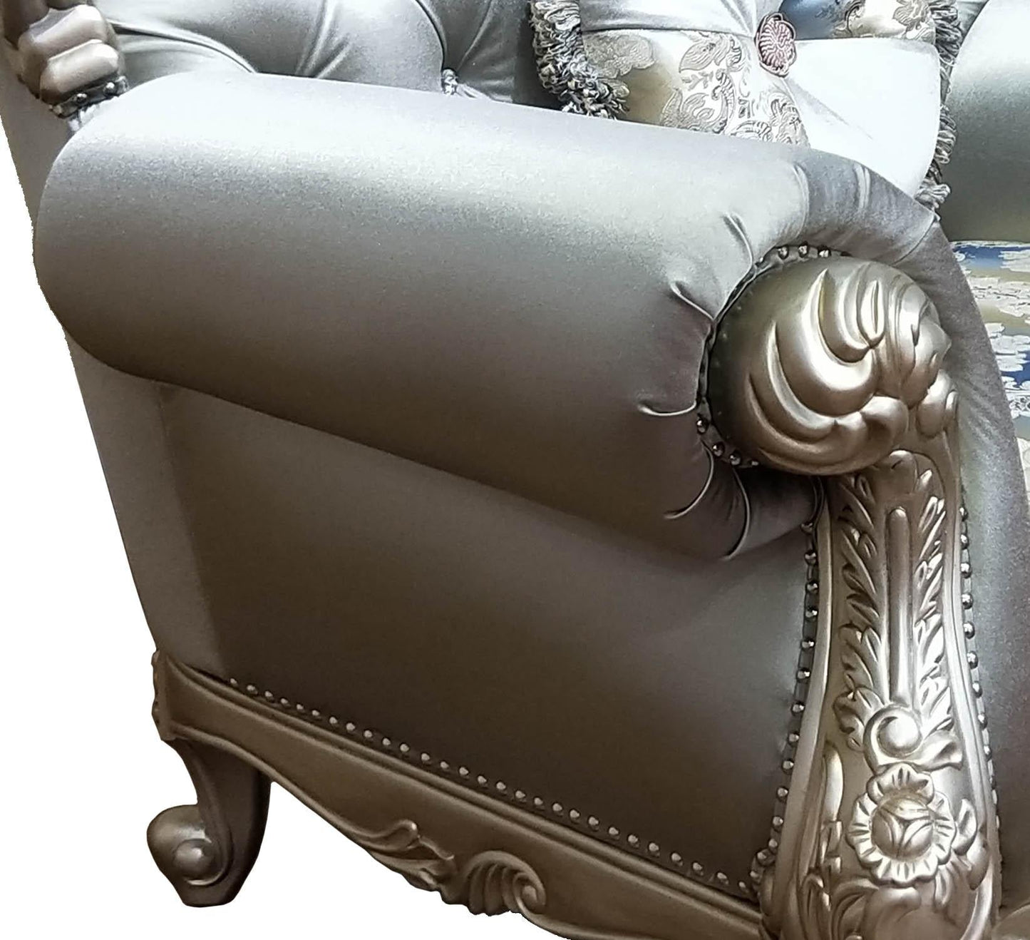 Ariel Transitional Style Chair in Silver finish Wood Cosmos Furniture