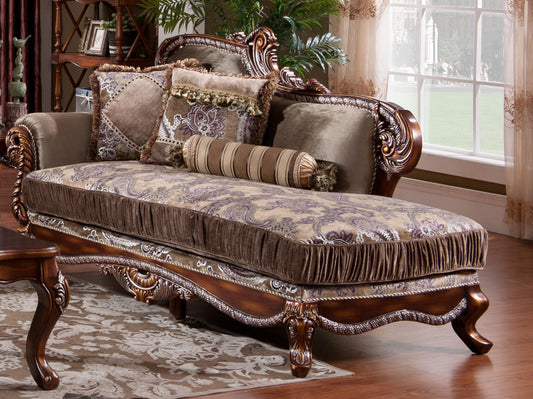 Janet Traditional Style Chaise in Cherry finish Wood Cosmos Furniture