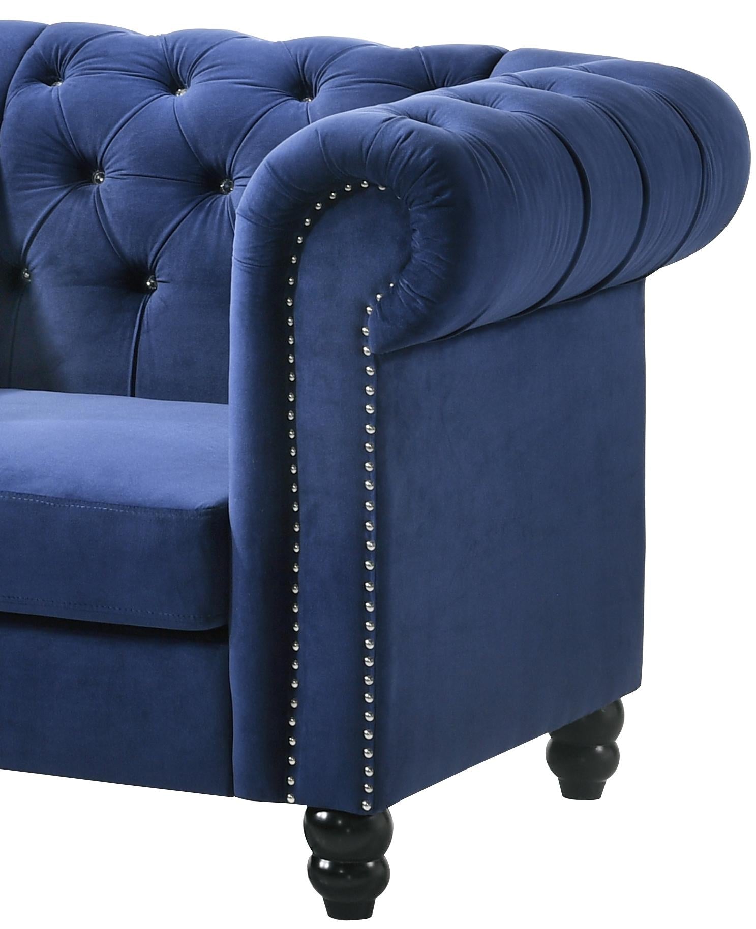 Maya Transitional Style Navy Chair with Espresso Legs Cosmos Furniture