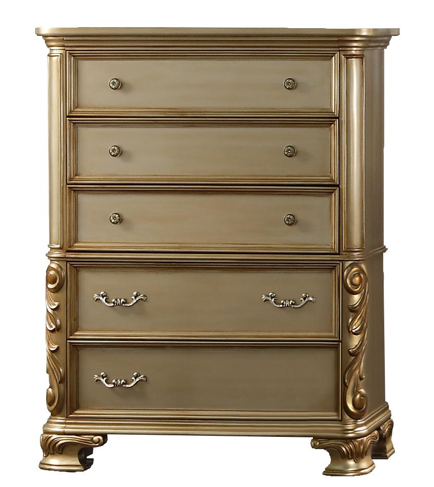 Miranda Transitional Style Chest in Gold finish Wood Cosmos Furniture