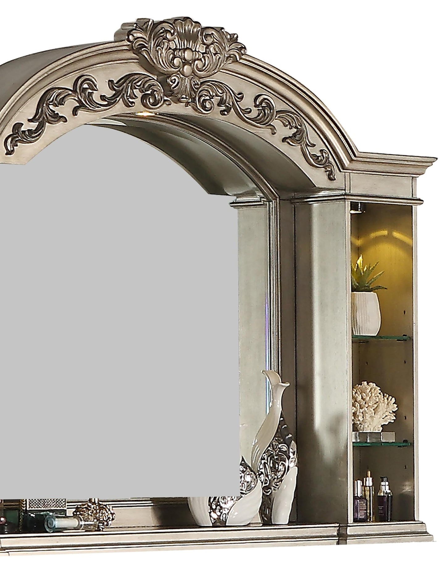 Platinum Traditional Style Mirror in Gold finish Wood Cosmos Furniture