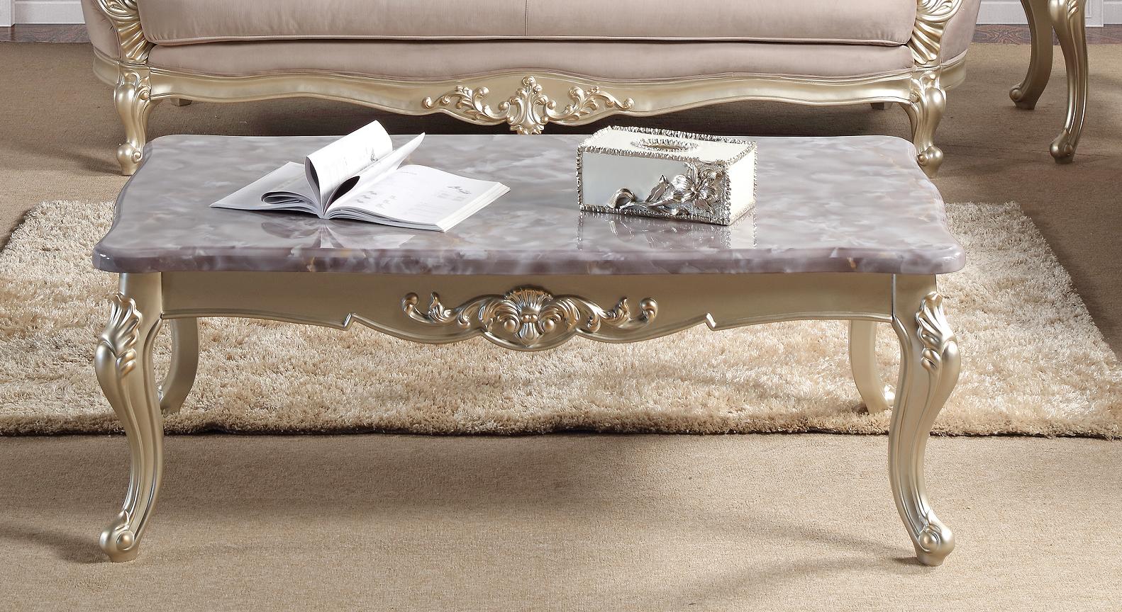 Diana Traditional Style Coffee Table in Champagne finish Wood Cosmos Furniture