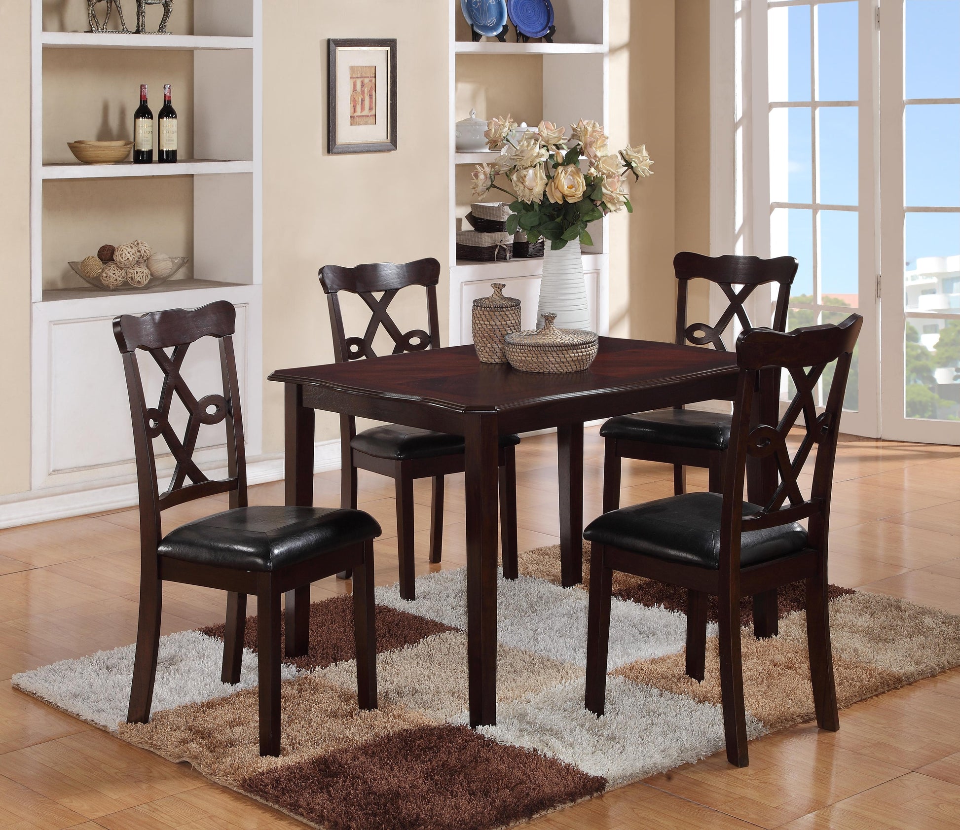 Copper Transitional Style Dining Set in Espresso finish Wood Cosmos Furniture