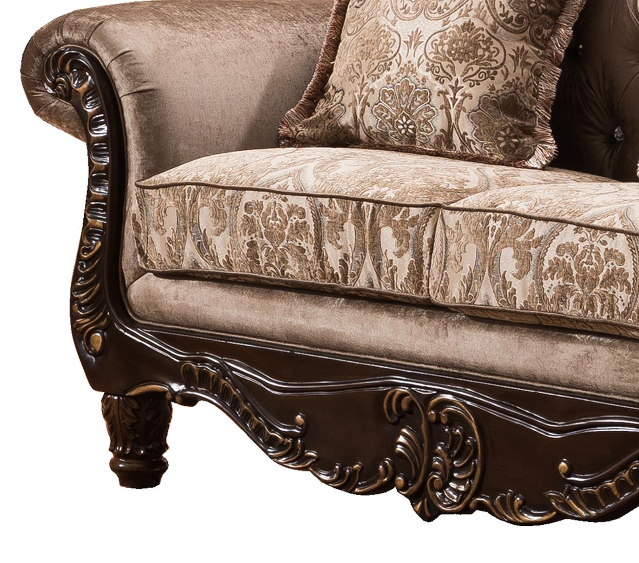 Giana Traditional Style Loveseat in Cherry finish Wood Cosmos Furniture