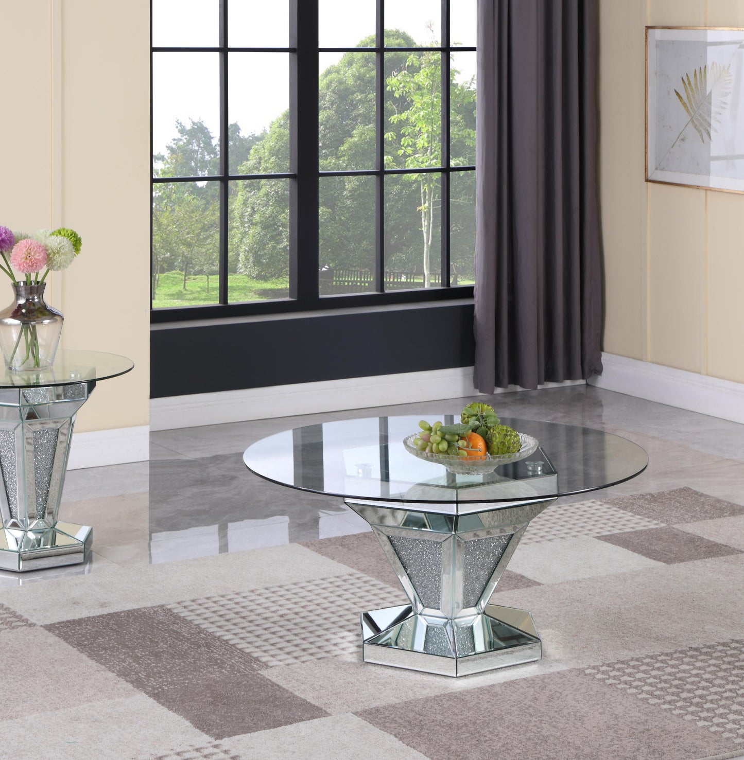 Diva Modern Style Glass Coffee Table with Silver fiinish Cosmos Furniture