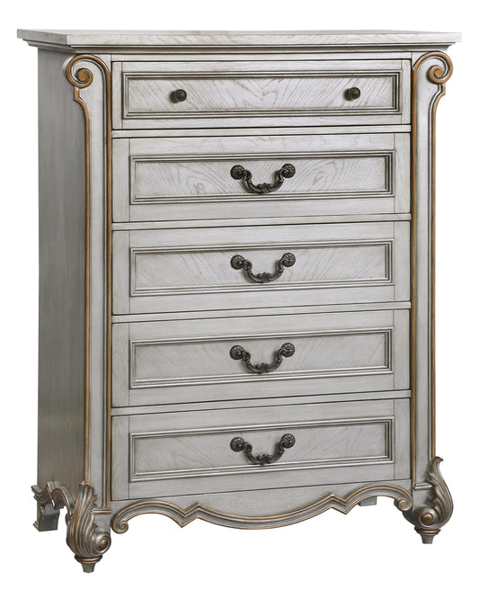 Melrose Traditional Style Chest in Silver finish Wood Cosmos Furniture