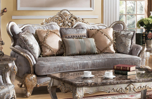 Oprah Traditional Style Sofa in Metallic finish Wood Cosmos Furniture