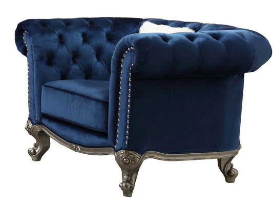 Mia Transitional Style Navy Chair with Silver Finish Cosmos Furniture