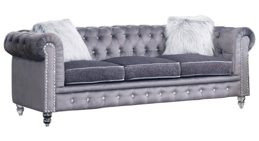 Sahara Modern Style Gray Sofa with Acrylic legs Cosmos Furniture