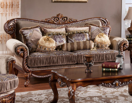 Janet Traditional Style Sofa in Cherry finish Wood Cosmos Furniture