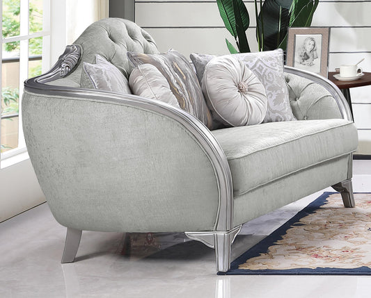 Natalia Transitional Style Loveseat in Silver finish Wood Cosmos Furniture