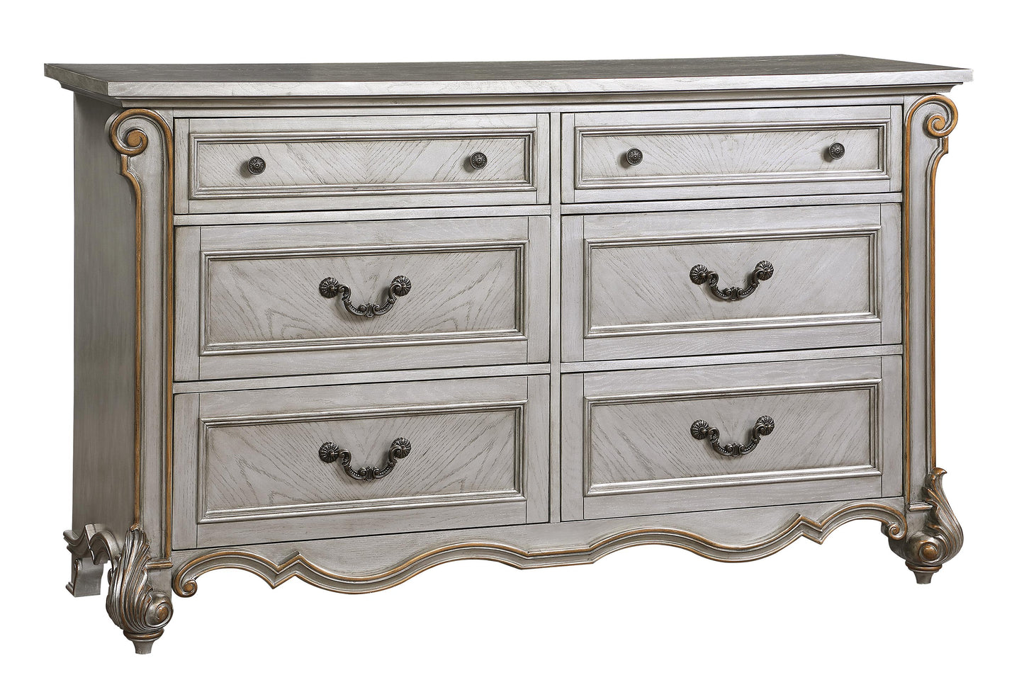 Melrose Transitional Style Dresser in Silver finish Wood Cosmos Furniture