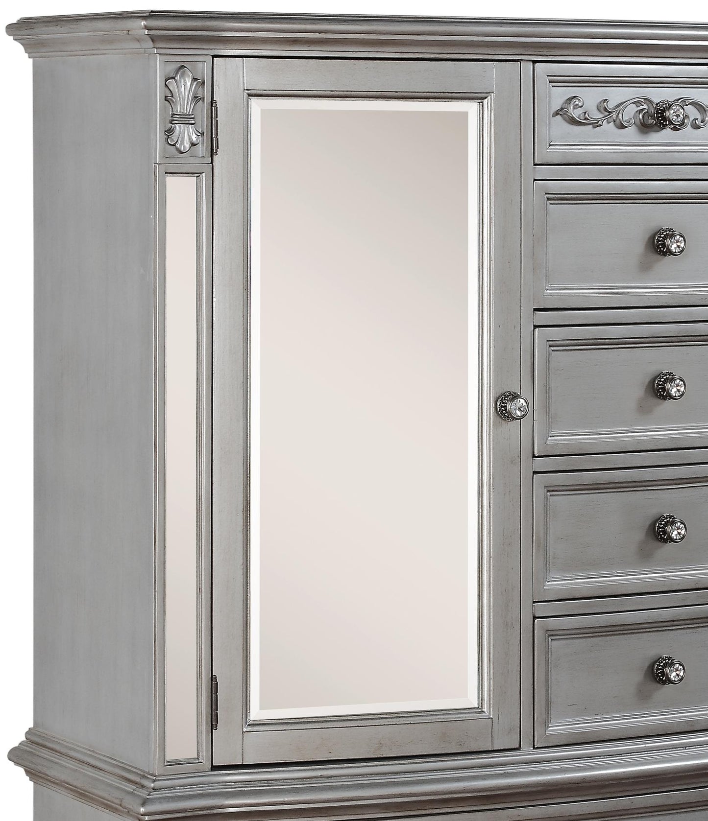 Pamela Traditional Style Chest in Silver finish Wood Cosmos Furniture