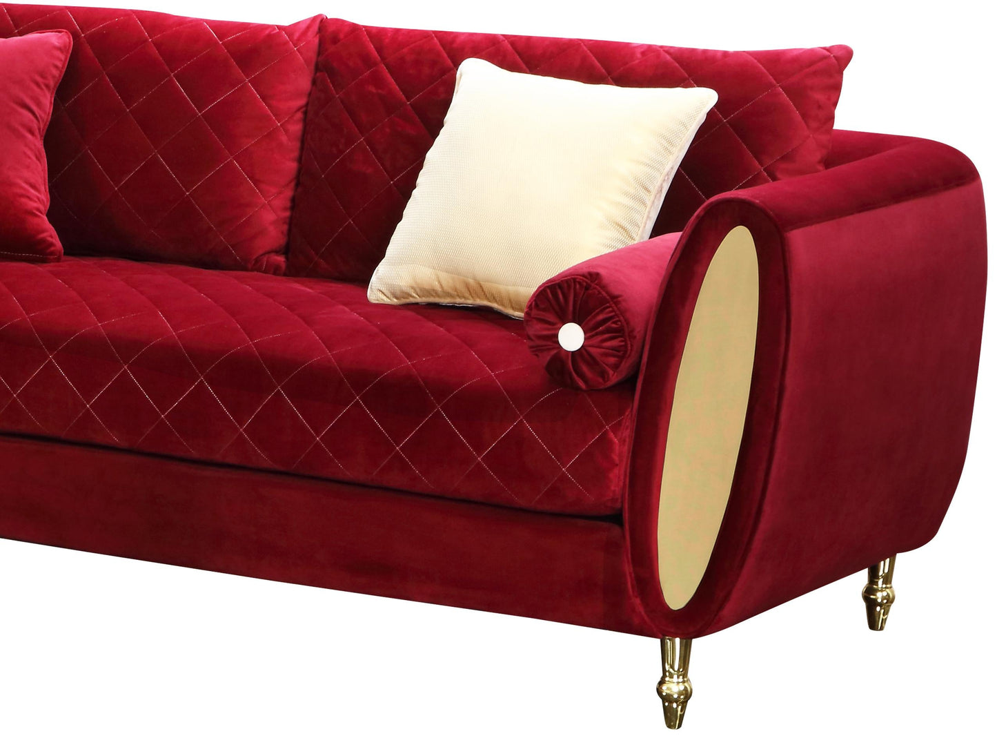 Ruby Modern Style Red Sofa with Gold Finish Cosmos Furniture