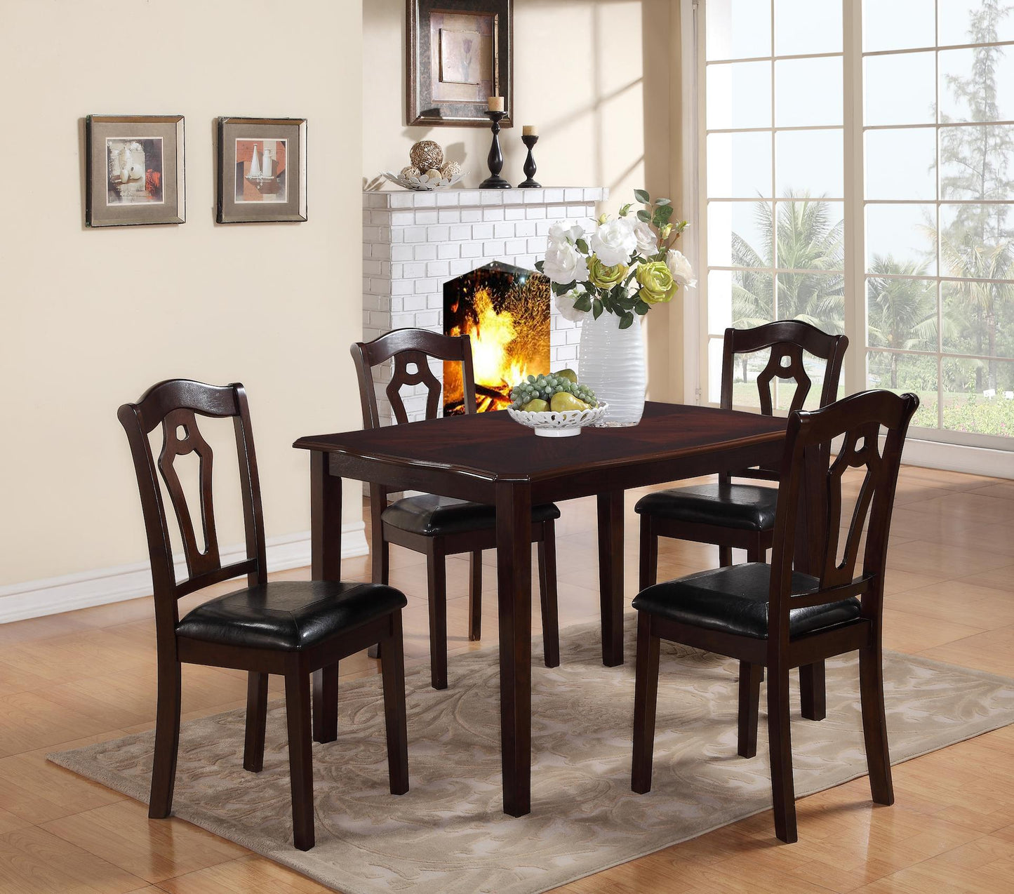 Bell Transitional Style Dining Set in Cherry finish Wood Cosmos Furniture