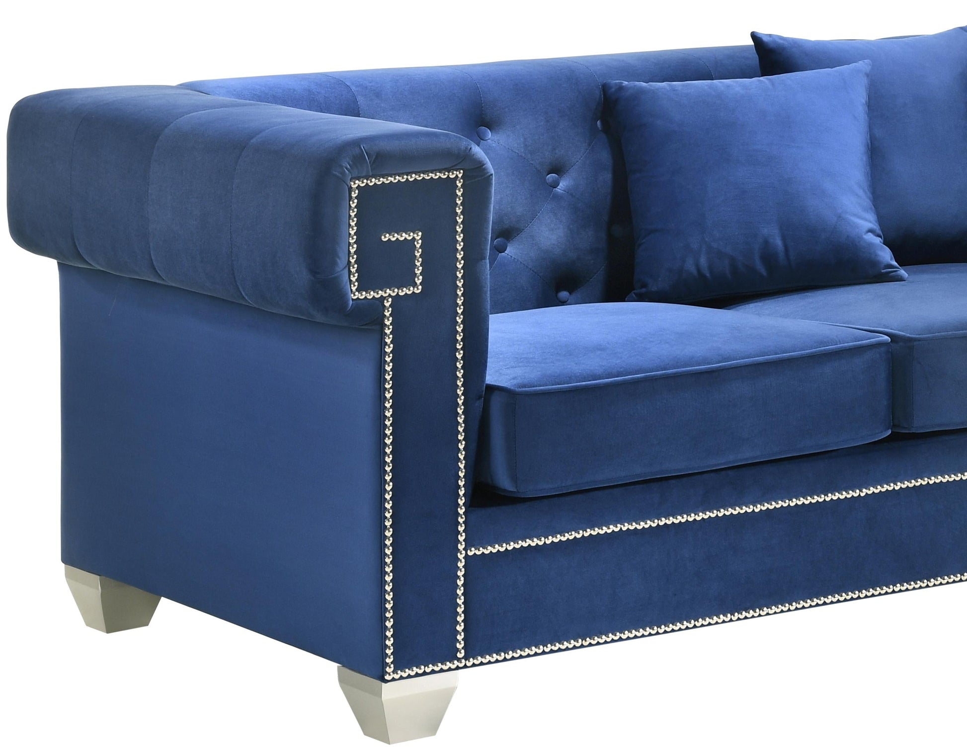 Clover Modern Style Blue Loveseat with Steel Legs Cosmos Furniture