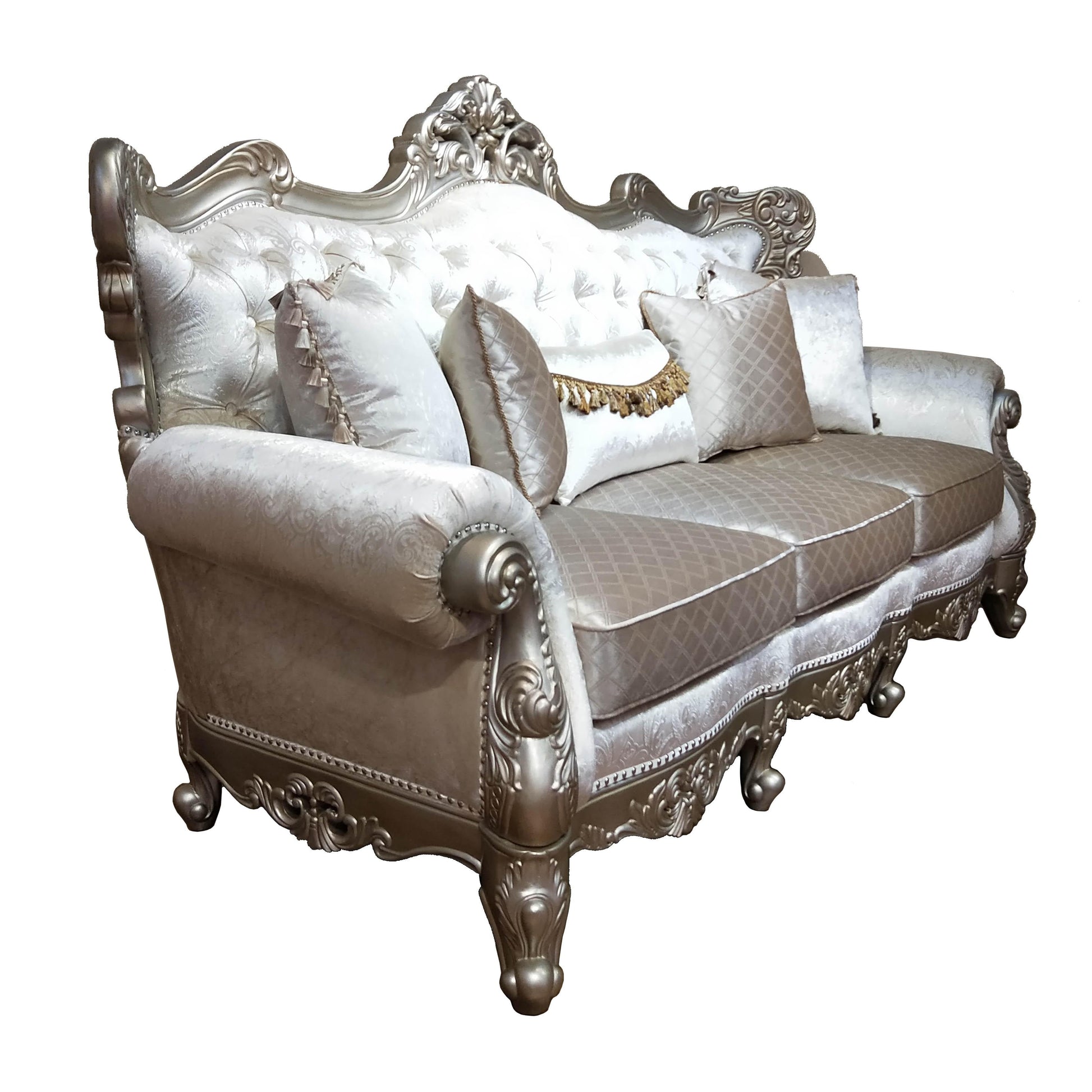 Emily Transitional Style Sofa in Champagne finish Wood Cosmos Furniture