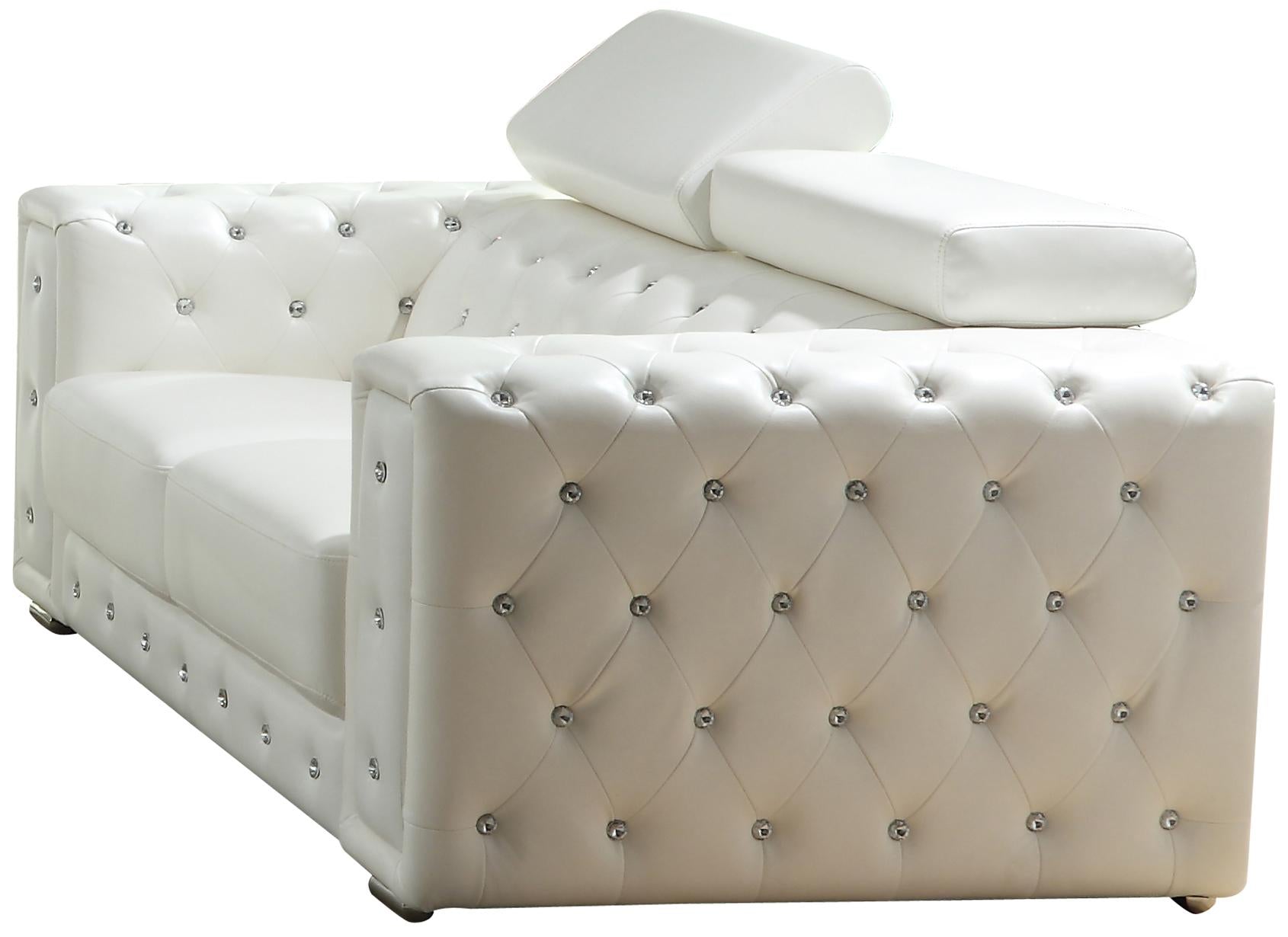 Charlise Modern Style White Loveseat in Faux Leather Cosmos Furniture