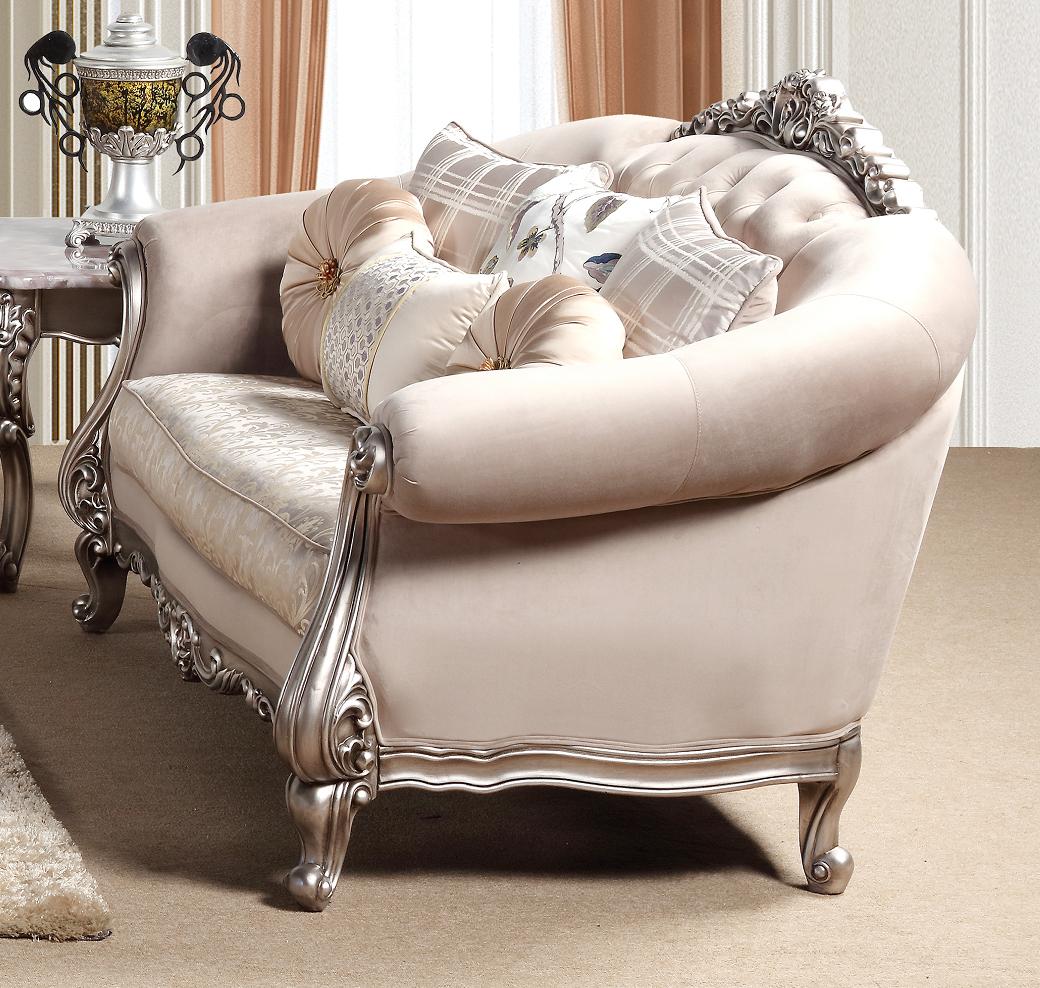 Cristina Traditional Style Loveseat in Silver finish Wood Cosmos Furniture