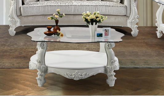 Juliana Traditional Style Coffee Table in Pearl White finish Wood Cosmos Furniture