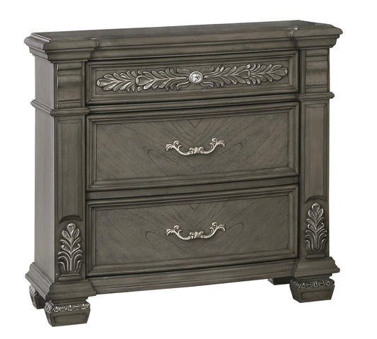 Silvy Transitional Style Nightstand in Gray finish Wood Cosmos Furniture