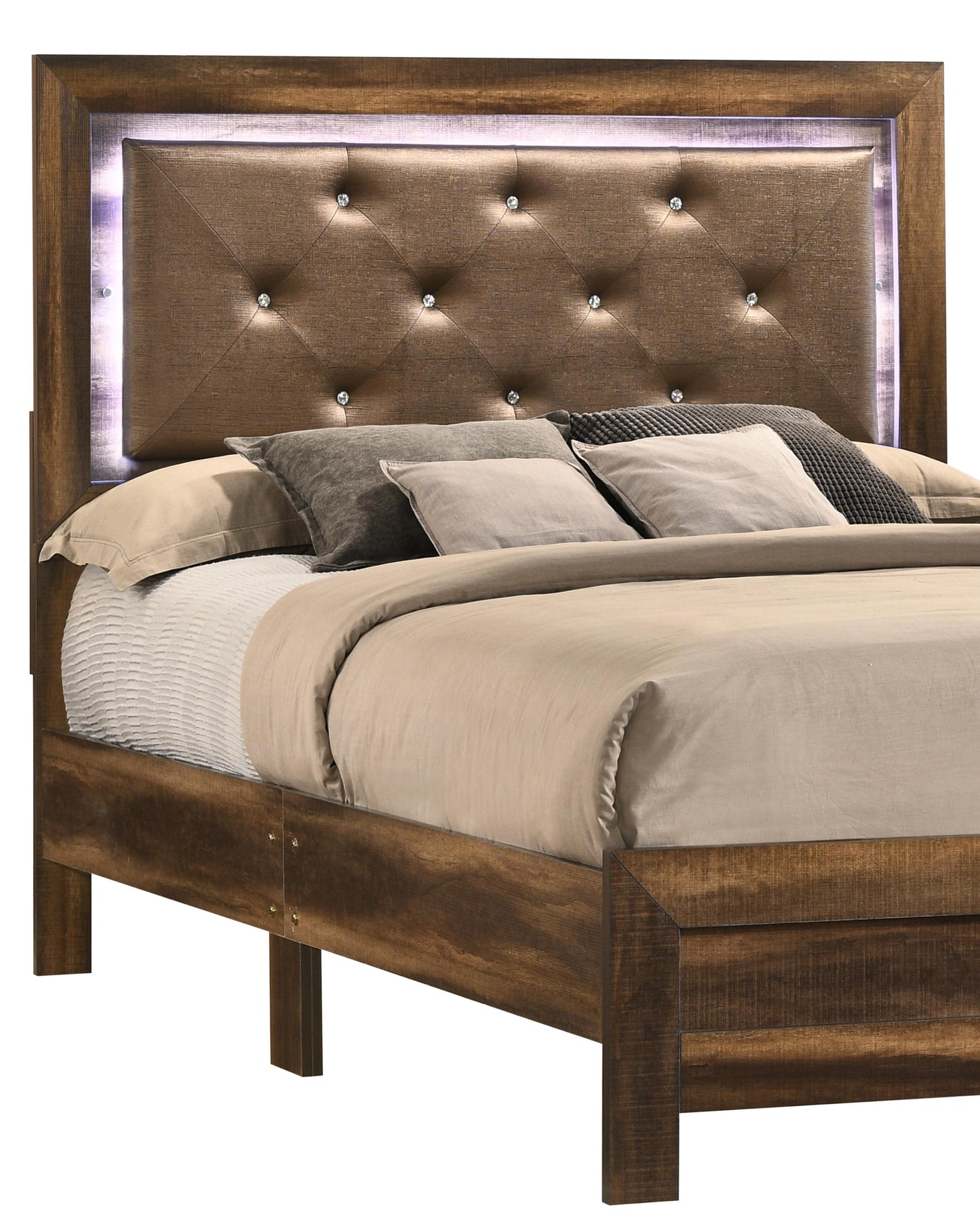 Yasmine Brown Modern Style King Bed in Espresso finish Wood Cosmos Furniture