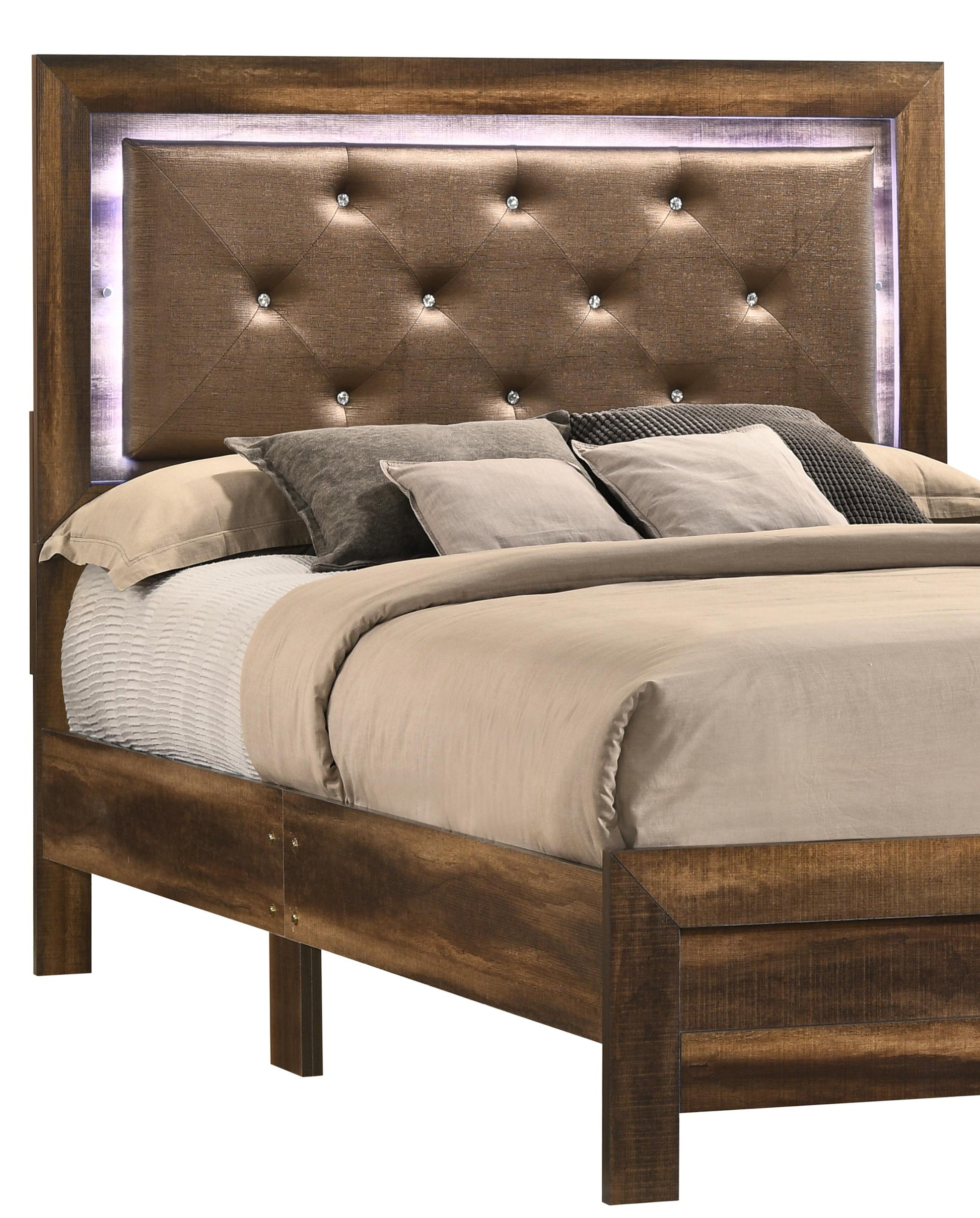 Yasmine Brown Modern Style Queen Bed in Espresso finish Wood Cosmos Furniture