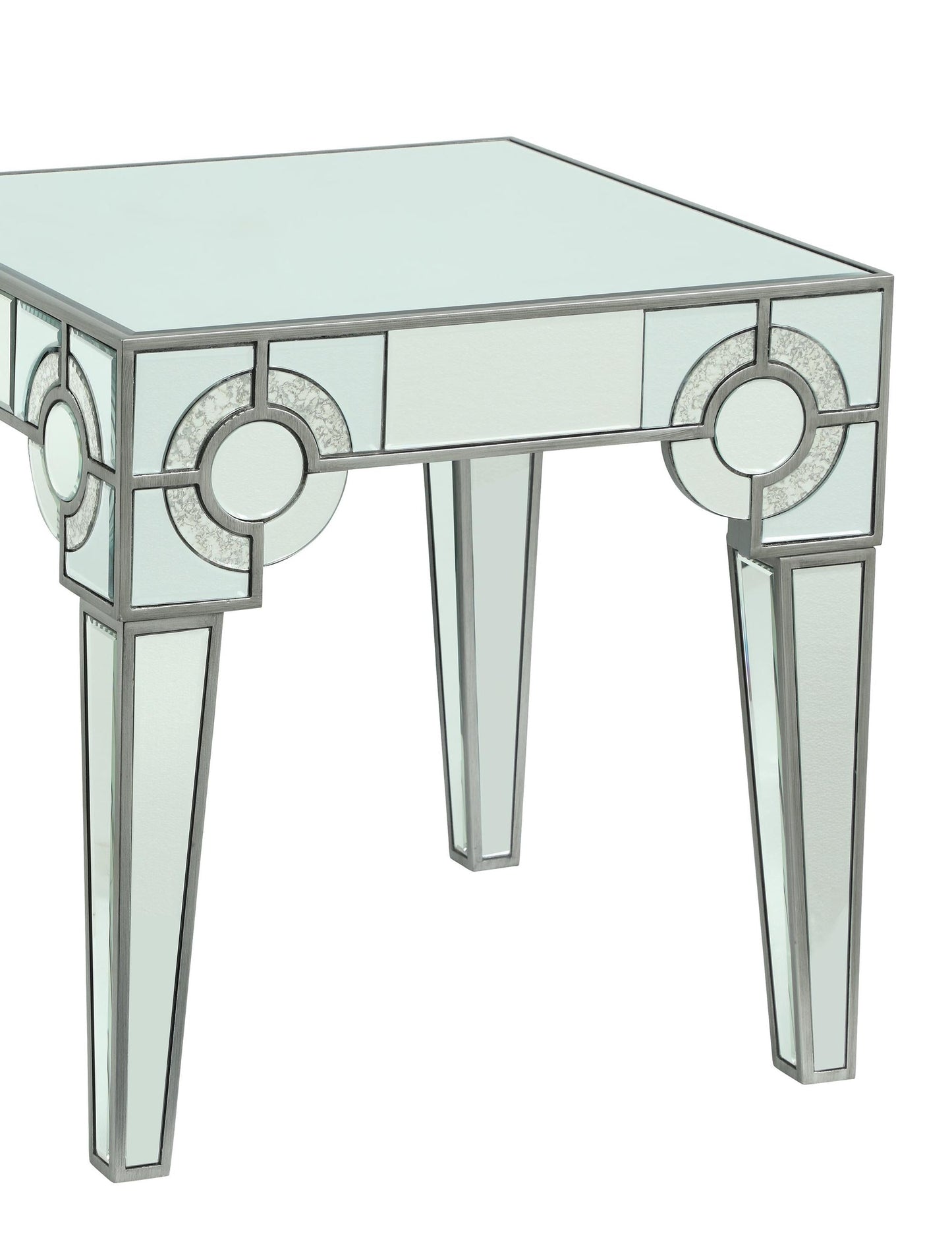 Zoe Modern Style Glass End Table with Silver fiinish Cosmos Furniture