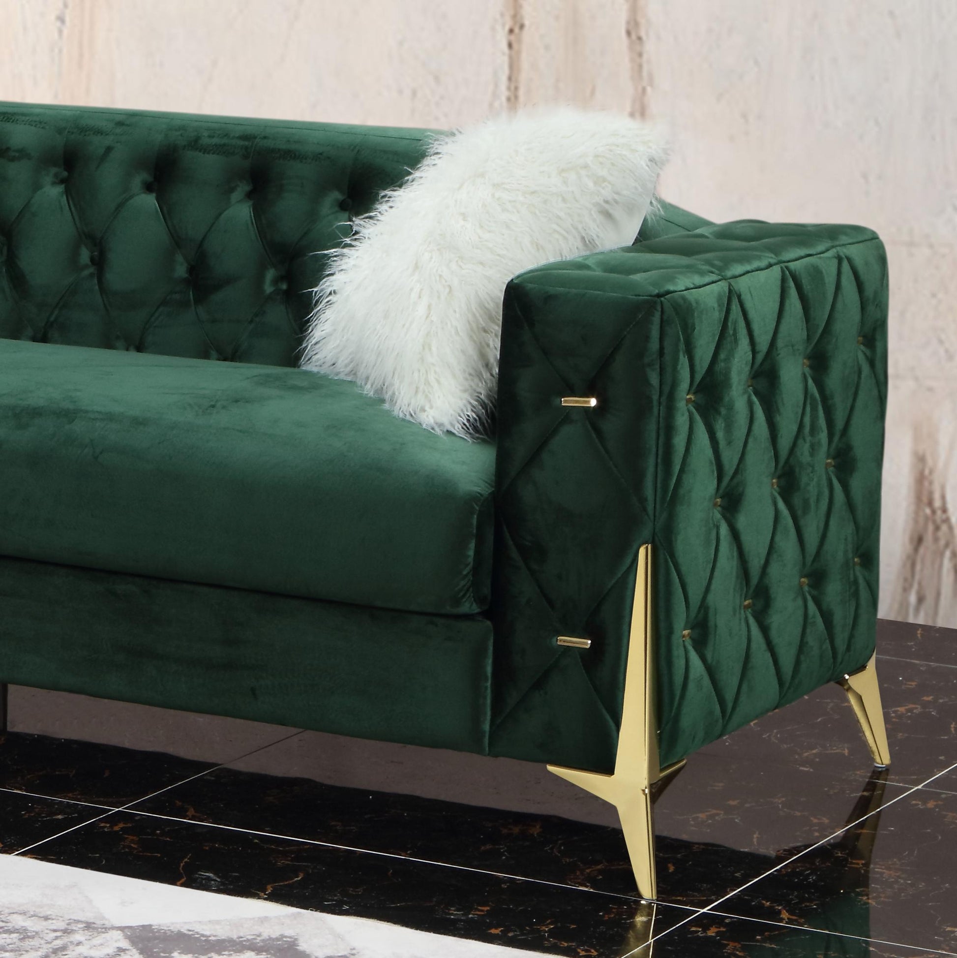 Emerald Modern Style Green Sofa in Gold finish Cosmos Furniture