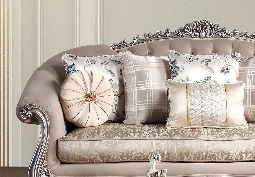 Cristina Traditional Style Loveseat in Silver finish Wood Cosmos Furniture