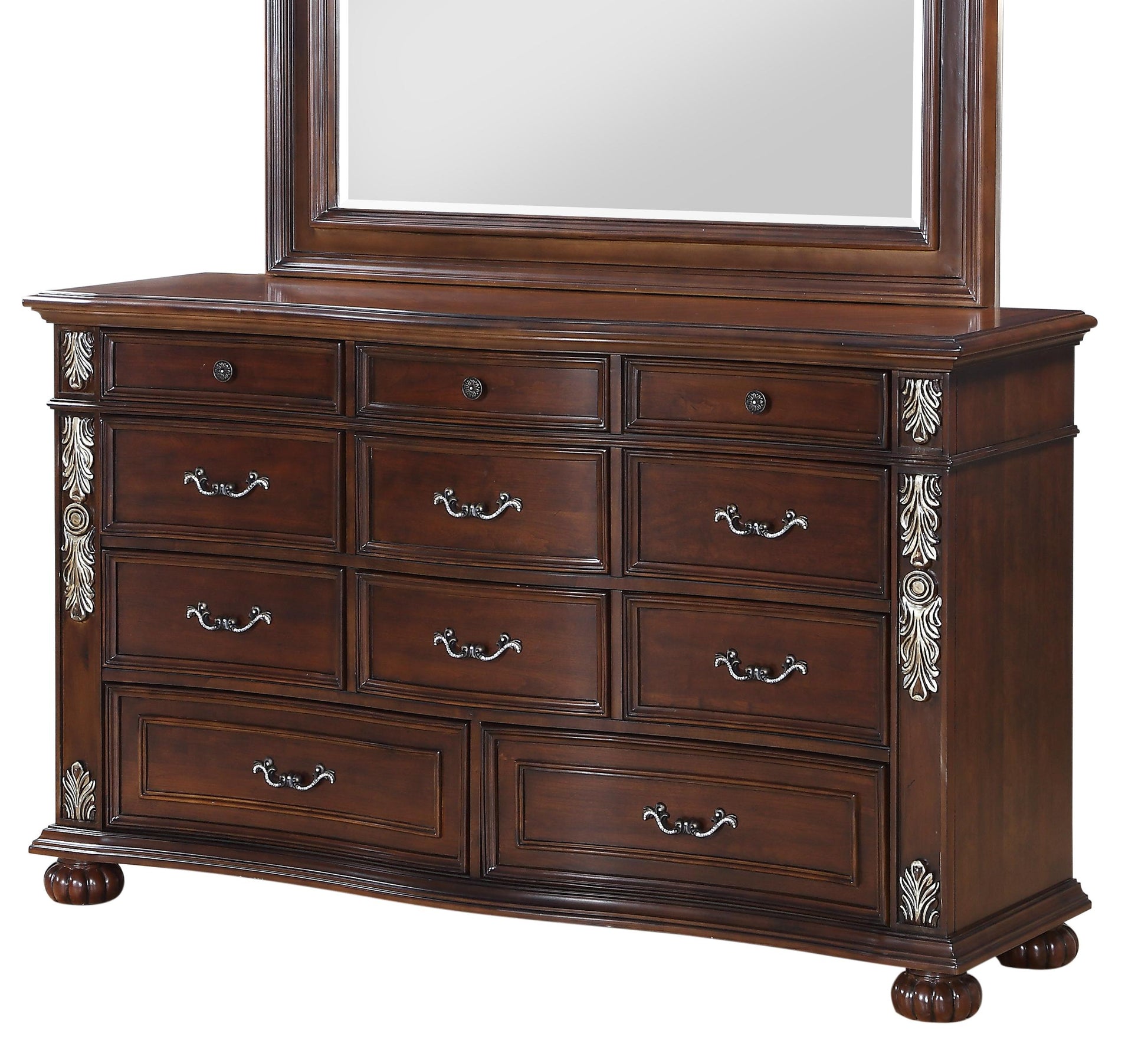 Rosanna Traditional Style Dresser in Cherry finish Wood Cosmos Furniture