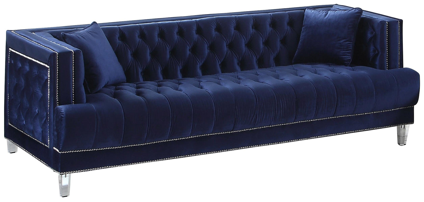 Kendel Blue Modern Style Navy Sofa with Acrylic Legs Cosmos Furniture