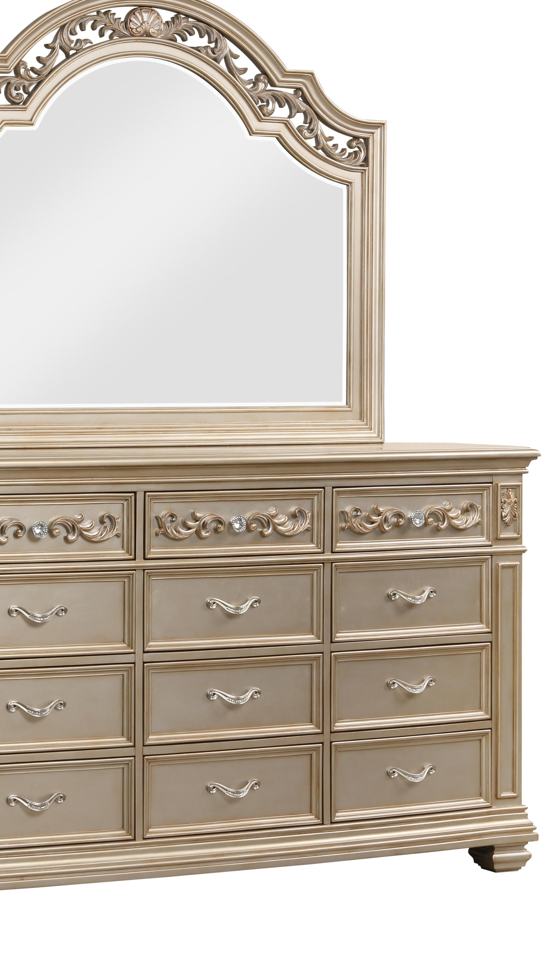 Valentina Traditional Style Dresser in Gold finish Wood Cosmos Furniture