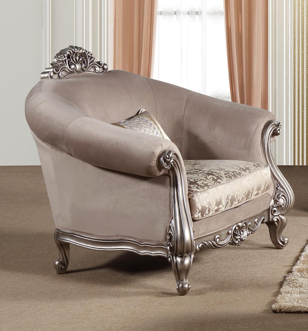 Cristina Traditional Style Chair in Silver finish Wood Cosmos Furniture