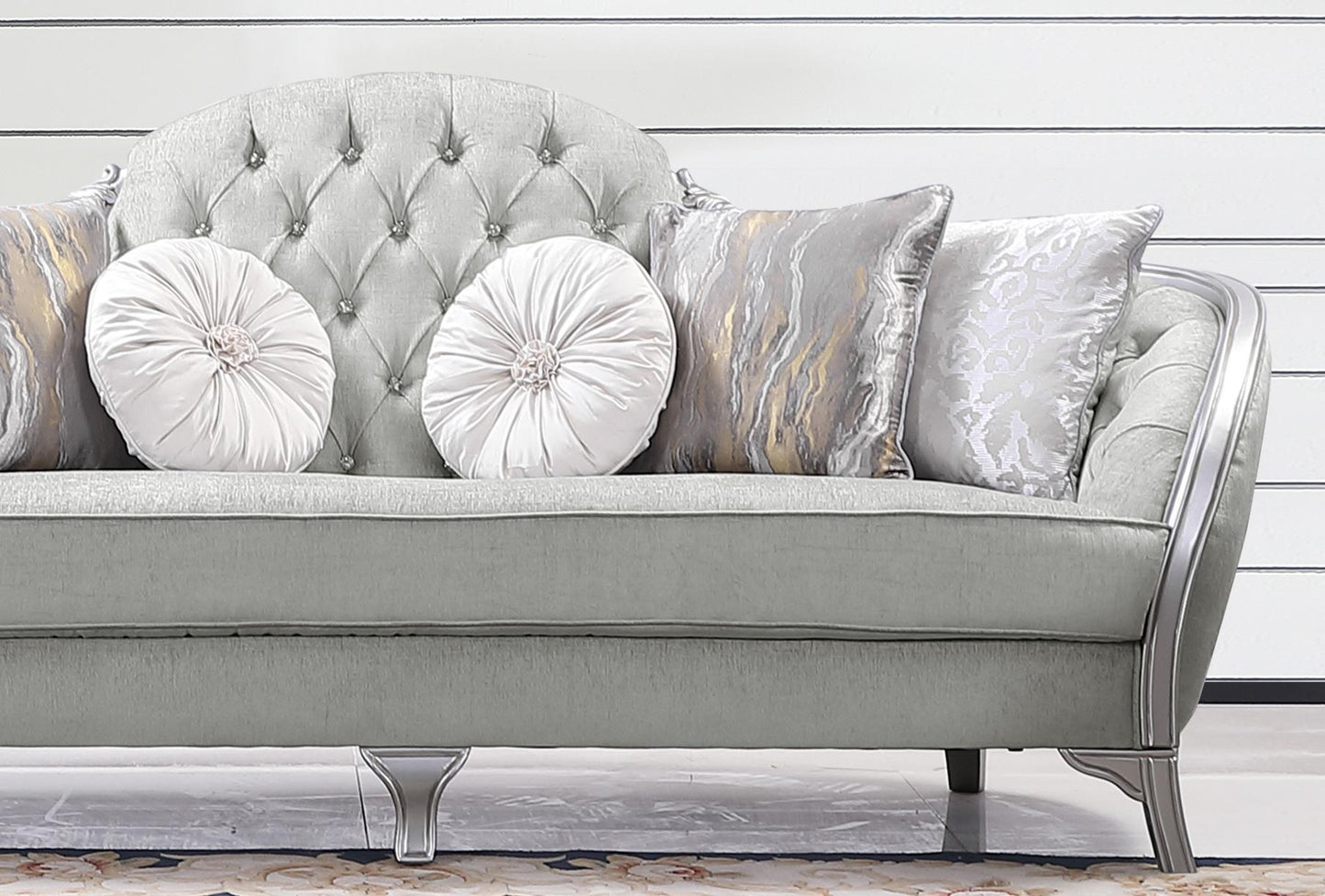 Natalia Transitional Style Sofa in Silver finish Wood Cosmos Furniture