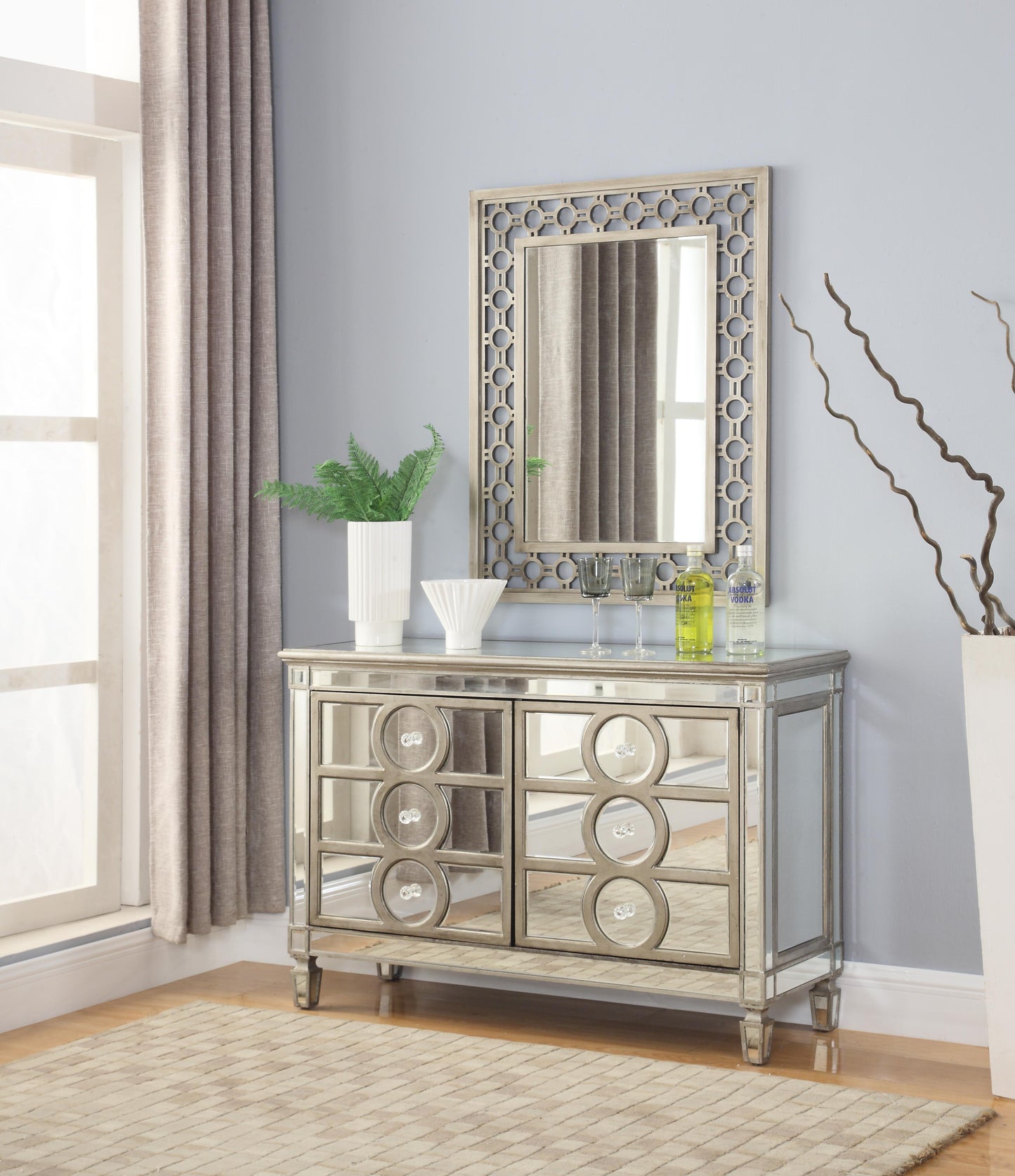 Brooklyn Contemporary Style Dining Server in Silver finish Wood Cosmos Furniture