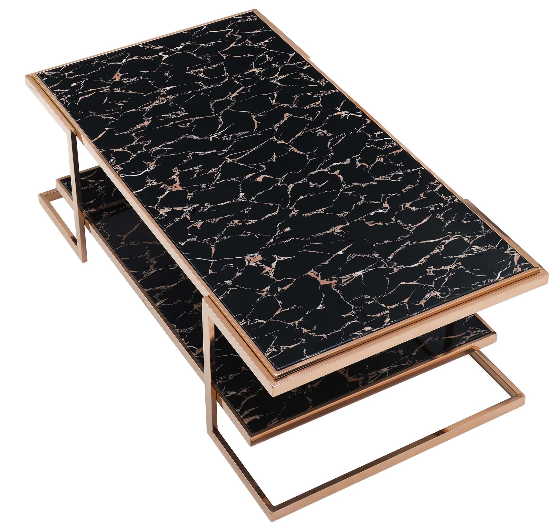 Tahira Modern Style Marble Coffee Table with Metal Base Cosmos Furniture