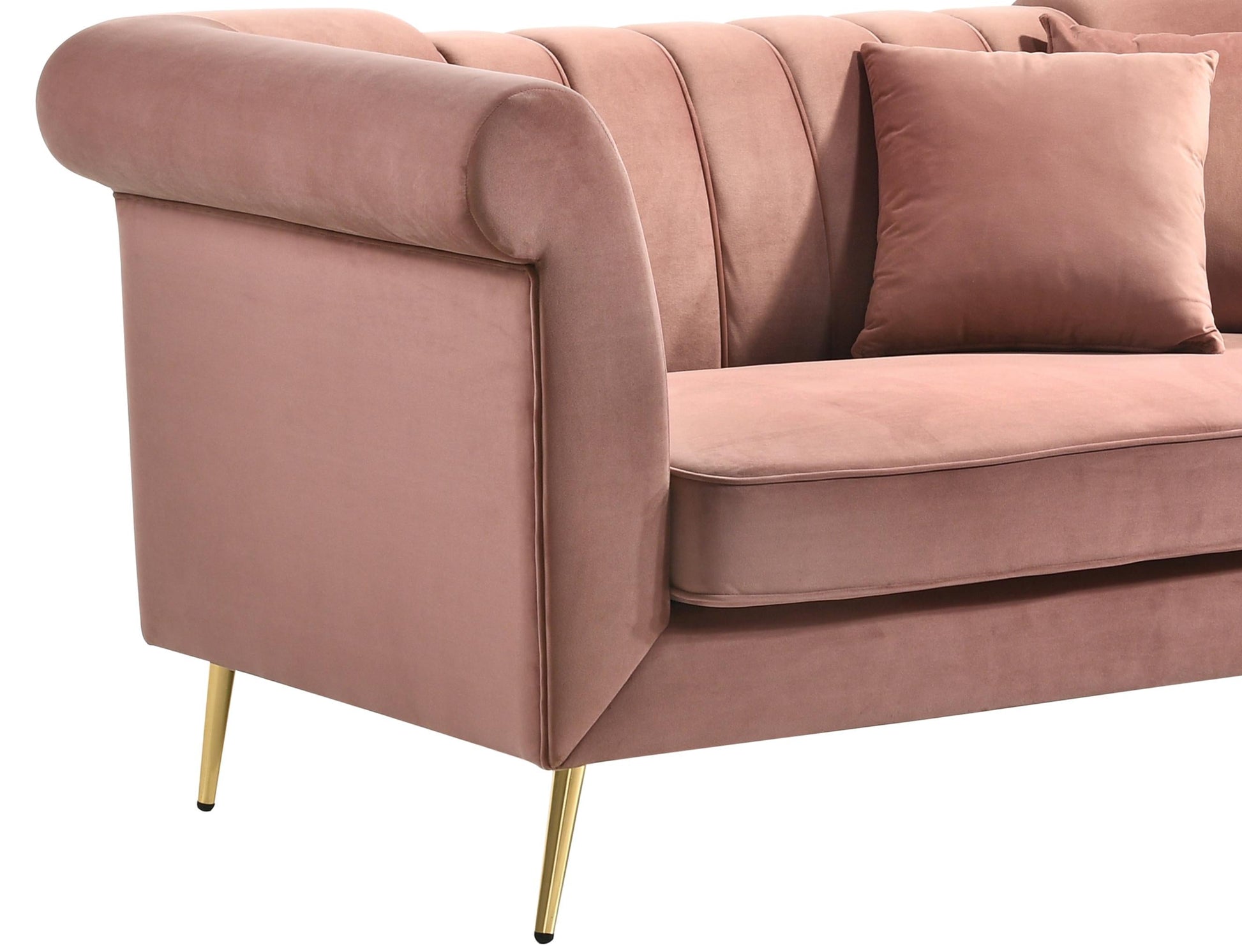 Lexington Transitional Style Coral Loveseat with Gold Finish Cosmos Furniture